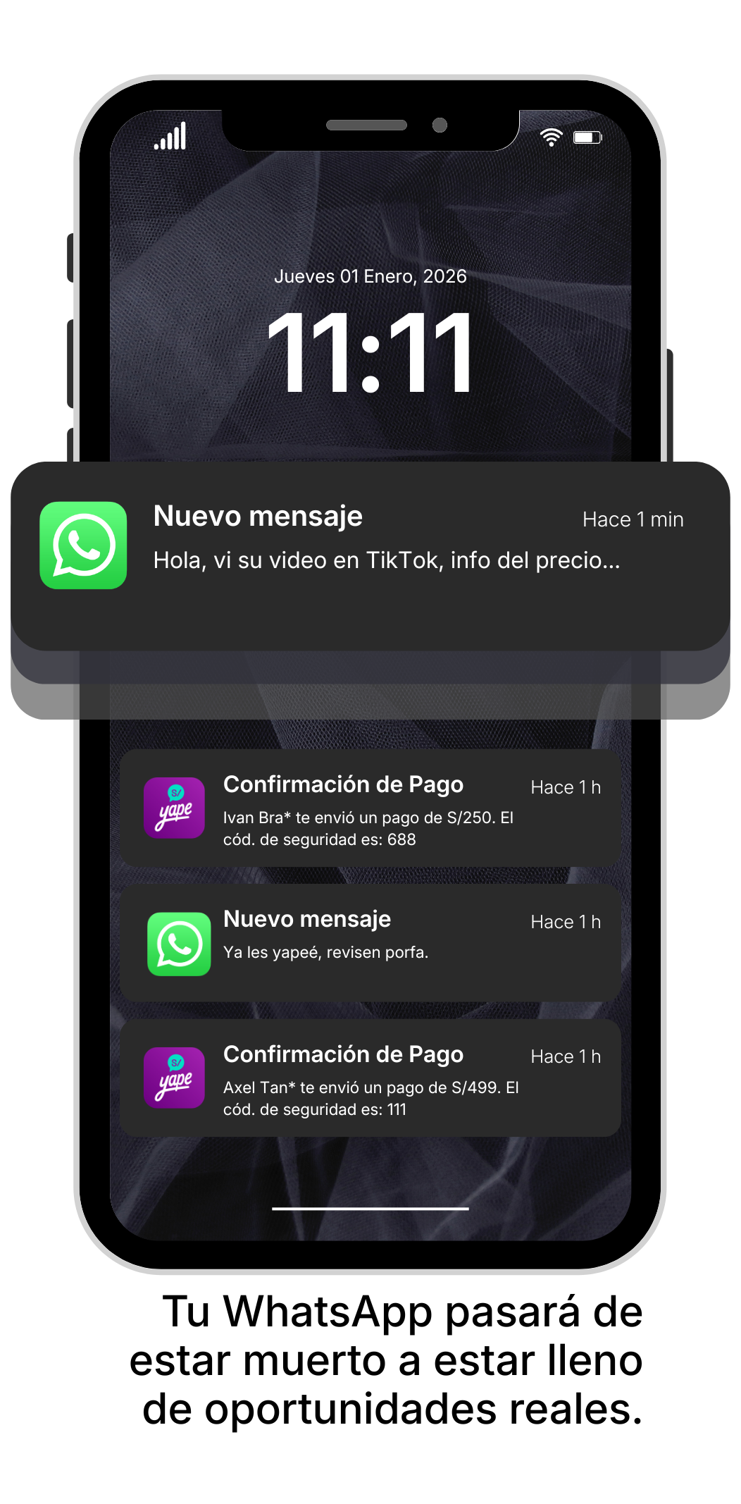 Cómo aumentar ventas por WhatsApp con publicidad en TikTok Perú ejemplo de flujo de mensajes de clientes interesados y leads calificados